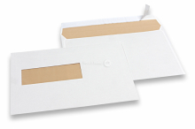 Fensterkuverts cremeweiss, 156 x 220 mm (EA5), Fenster links 40 x 110 mm, Fensterposition 20 mm von der Links und 66 mm von unten, 90 Gramm, ca. 7 Gramm pro Stück | PIT Packaging.at | Briefumschlaegebestellen