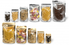 Metallic transparente Standbodenbeutel - Gold metallic und Silber metallic | PIT Packaging.at | Briefumschlaegebestellen