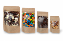 Standbodenbeutel aus Kraftpapier mit großem Fenster | PIT Packaging.at | Briefumschlaegebestellen