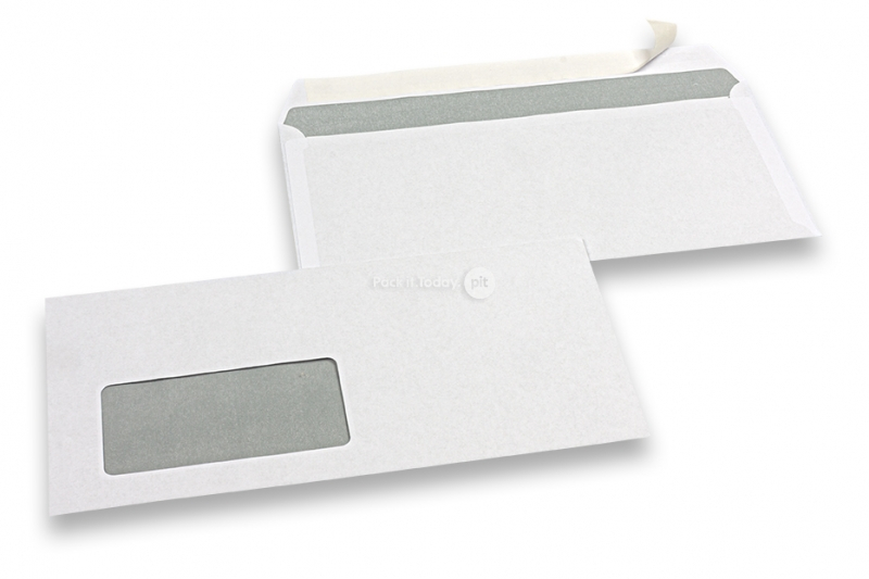 Standard Fensterkuverts, 110 x 220 mm, 80 Gramm Papier, Fenster Links 45 x 90 mm, Fensterposition 20 mm von Links und 15 mm von unten, Haftklebung