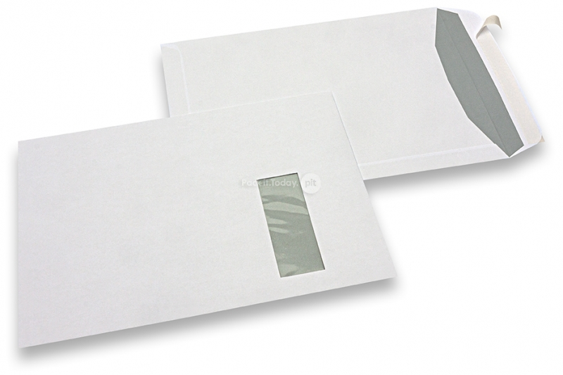 Fensterkuverts, Weiss, 229 x 324 mm (C4), Fenster rechts 40 x 110 mm, Fensterposition 20 mm von rechts und 60 mm von oben, 120 Gramm, haftkleberverschluß 