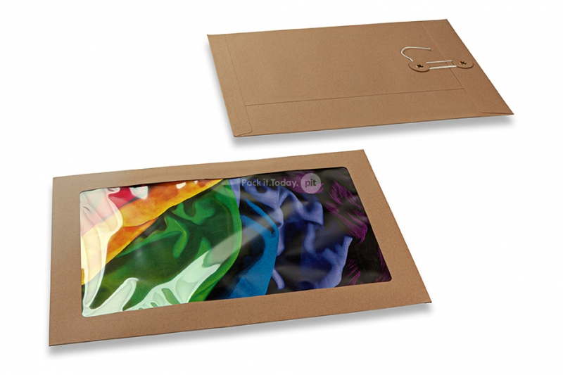 Kartonverpackung mit Kordelverschluss und Panoramafenster -229 x 324 mm, ohne Spitzboden