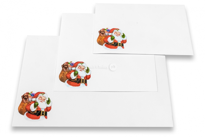 Grußkartenkuverts mit Weihnachtsmotiv - Weiß + Weihnachtsmann