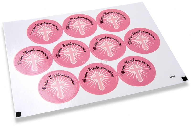 Kommunion-Verschlusssiegel - meine erstkommunion rosa Kreuz