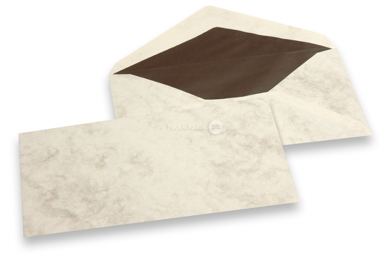 Marmor Kuverts - 96 x 181 mm, Marmor Braun, Innenfutter Braun