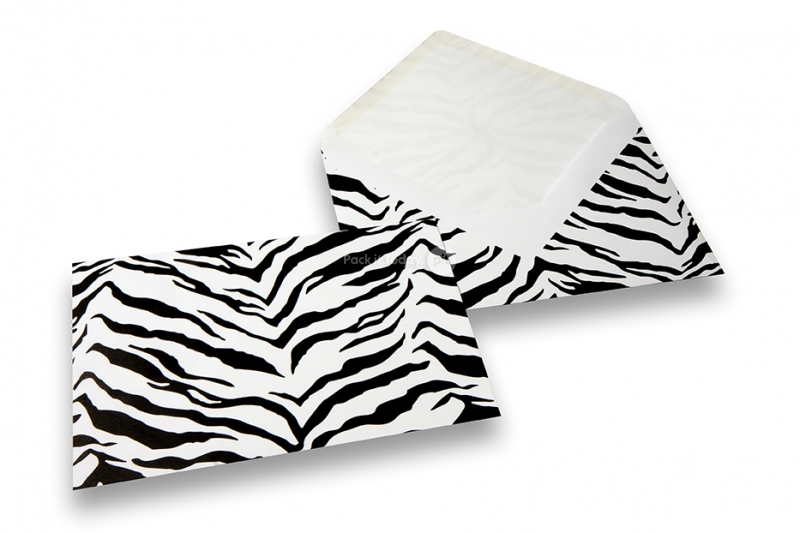 Kuverts mit Tiermotiv - Schwarz, Tigerdruck