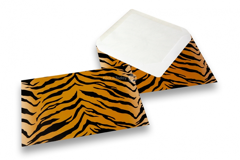 Kuverts mit Tiermotiv - Schwarz/Gelb, Tigerdruck