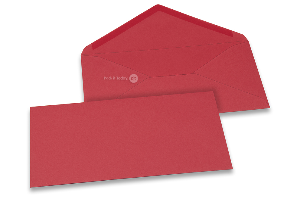  Farbige Kuverts  für Glückwunschkarten  - Rot, 110 x 220 mm