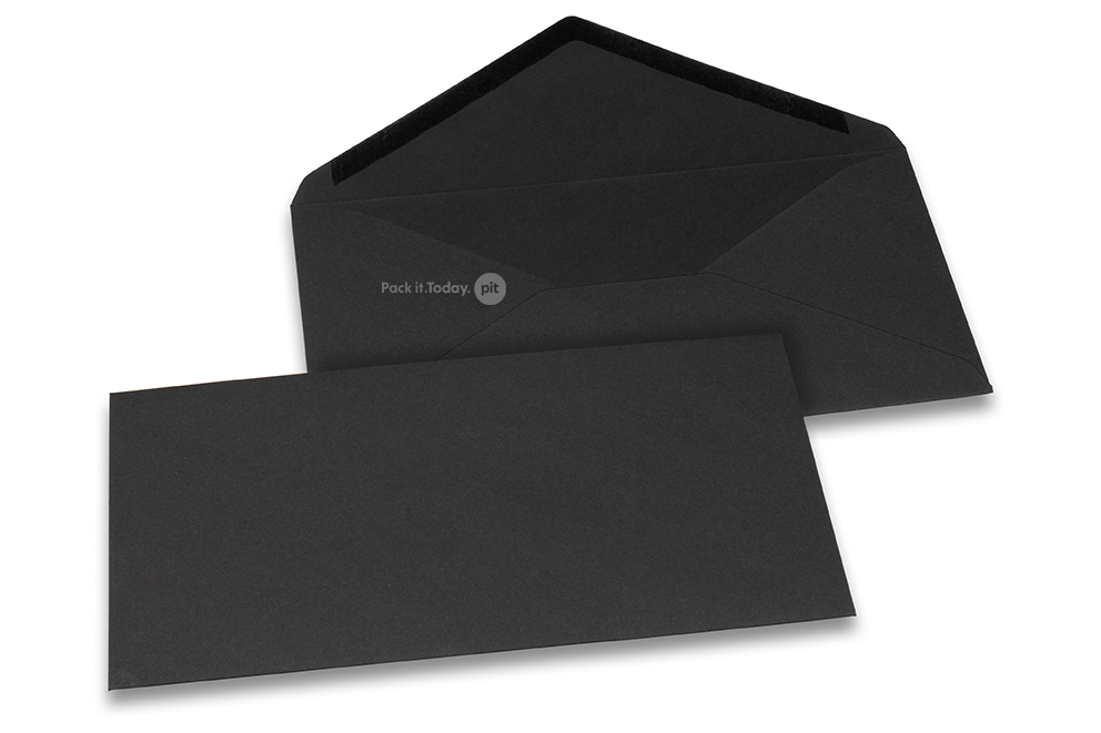 Farbige Kuverts  für Glückwunschkarten - Schwarz, 110 x 220 mm