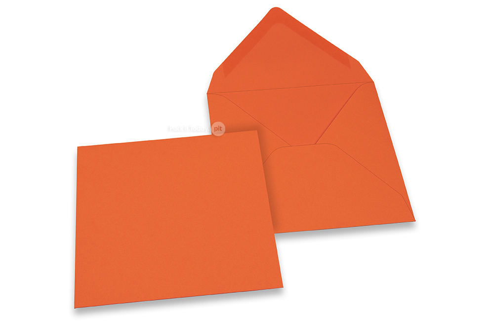 Farbige Kuverts  für Glückwunschkarten  - Orange, 155 x 155 mm