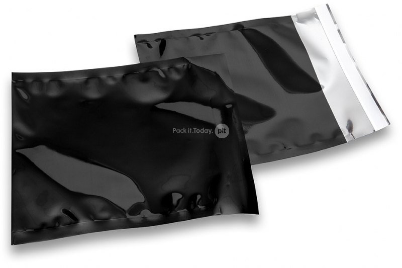 Schwarze Metallic Folienkuverts - 165 x 165 mm