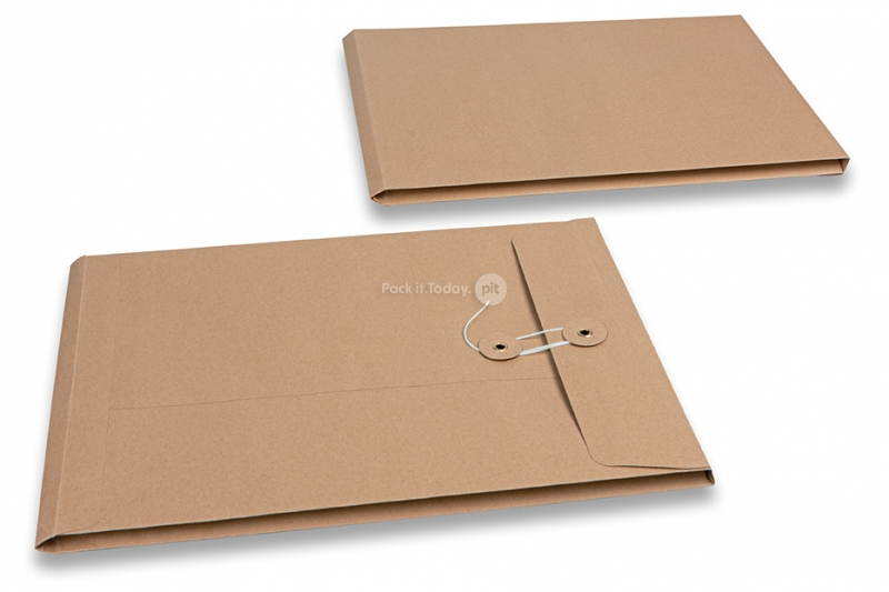 Kartonverpackung mit Kordelverschluss - 229 x 324 x 25 mm, braun