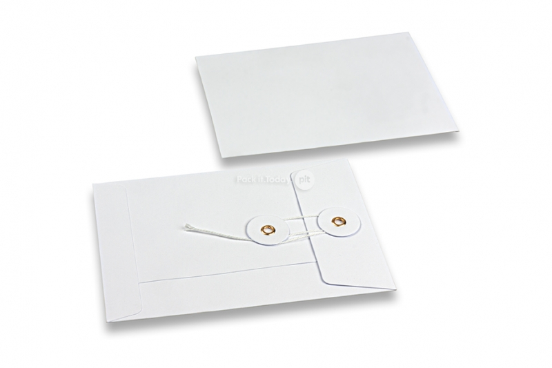 Kartonverpackung mit Kordelverschluss - 114 x 162 mm, weiß