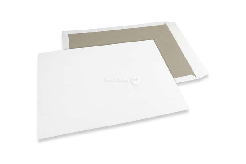 Papprückwandtaschen - 400 x 500 mm, 120 Gramm weiße Kraft-Vorderseite, 700 Gramm graue Duplex-Rückseite, ungummiert / kein Haftklebeverschluß