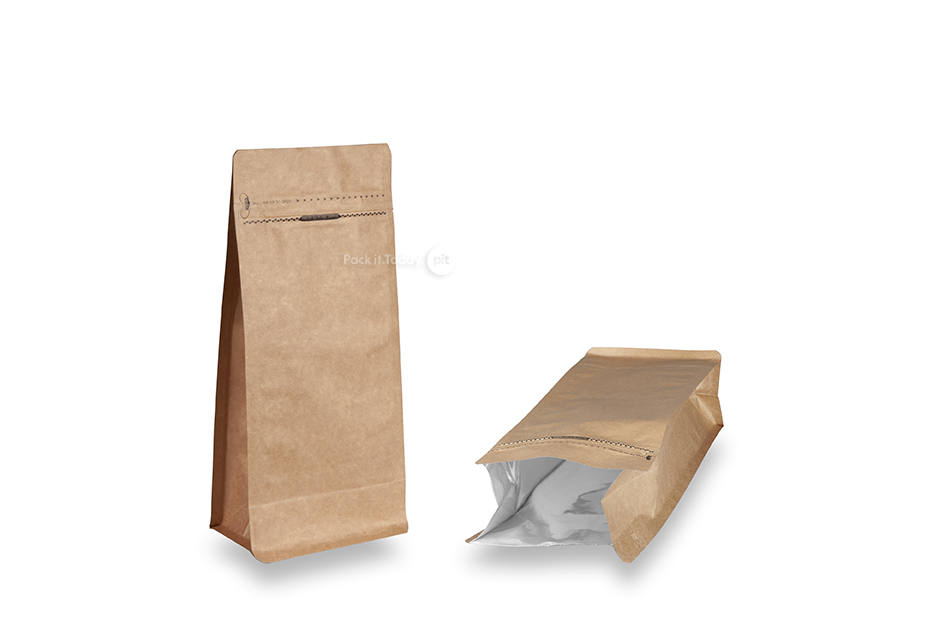 Flachbodenbeutel - Braun, 1000 ml / 500 Gramm gemahlenen Kaffee