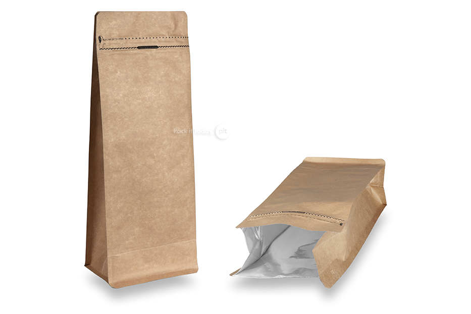 Flachbodenbeutel - Braun, 2000 ml / 1000 Gramm gemahlenen Kaffee