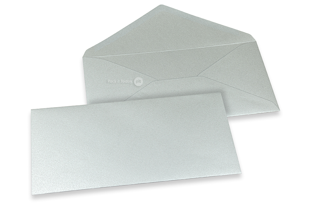 Farbige Kuverts für Glückwunschkarten - Silber metallic, 110 x 220 mm