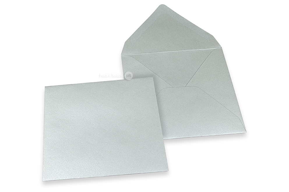 Farbige Kuverts für Glückwunschkarten - Silber metallic, 155 x 155 mm