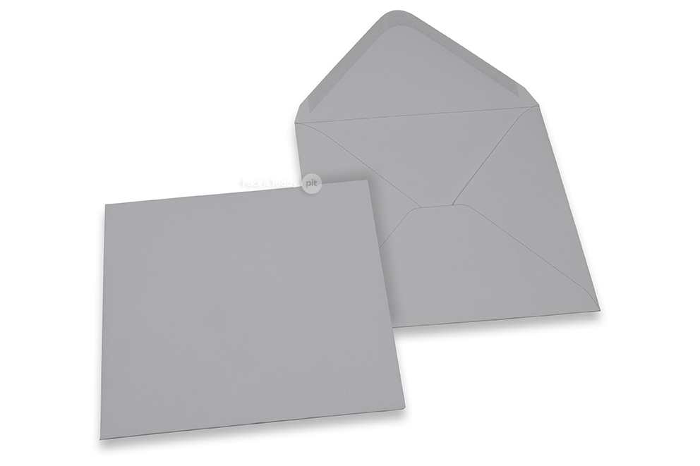 Farbige Kuverts für Glückwunschkarten - Grau, 155 x 155 mm