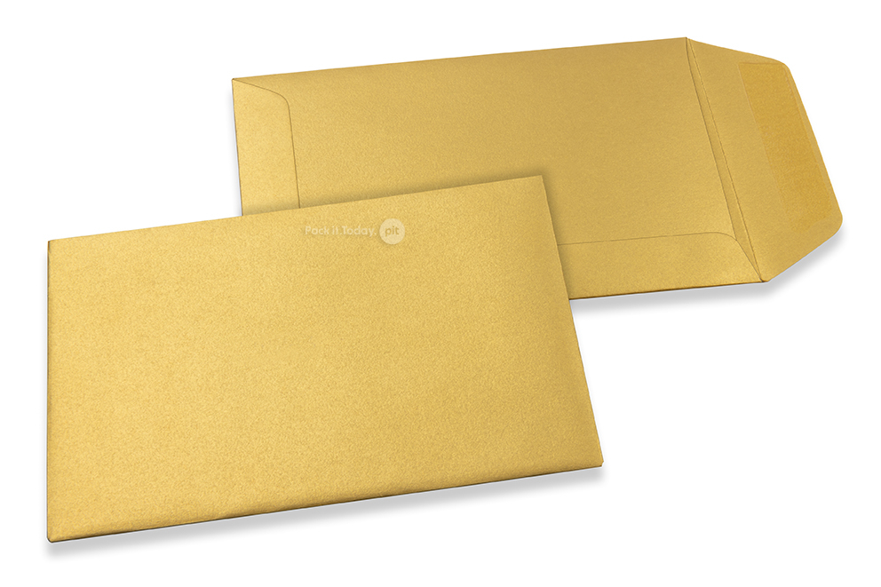 Farbigen Flachbeutel - Gold, 85 x 125 mm