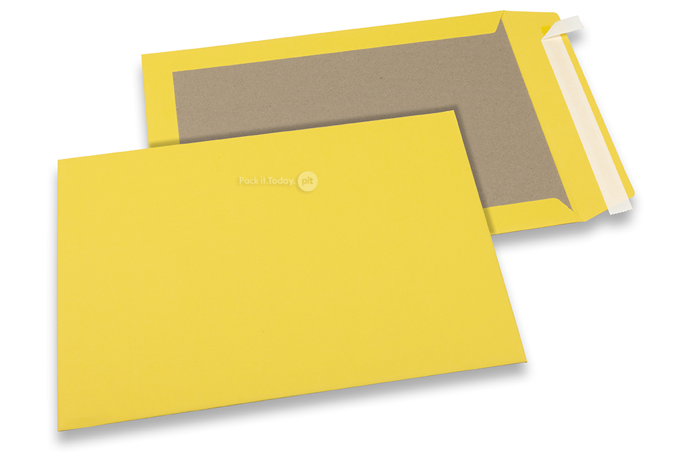 Papprückwandtaschen farbig - Gelb, 229 x 324 mm