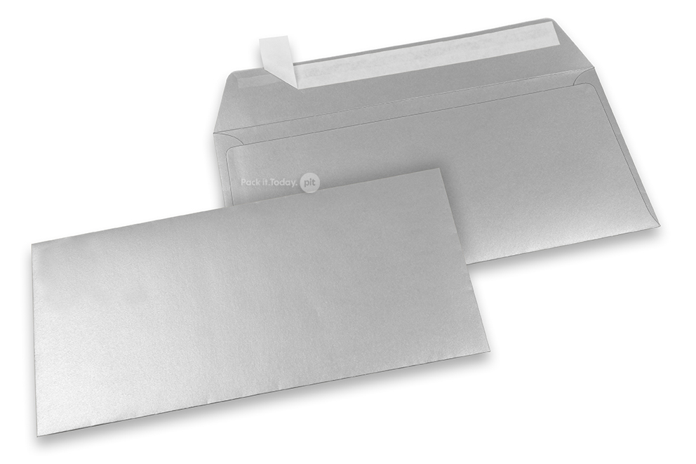 Farbige Kuverts Papier - Silber metallic, 110 x 220 mm