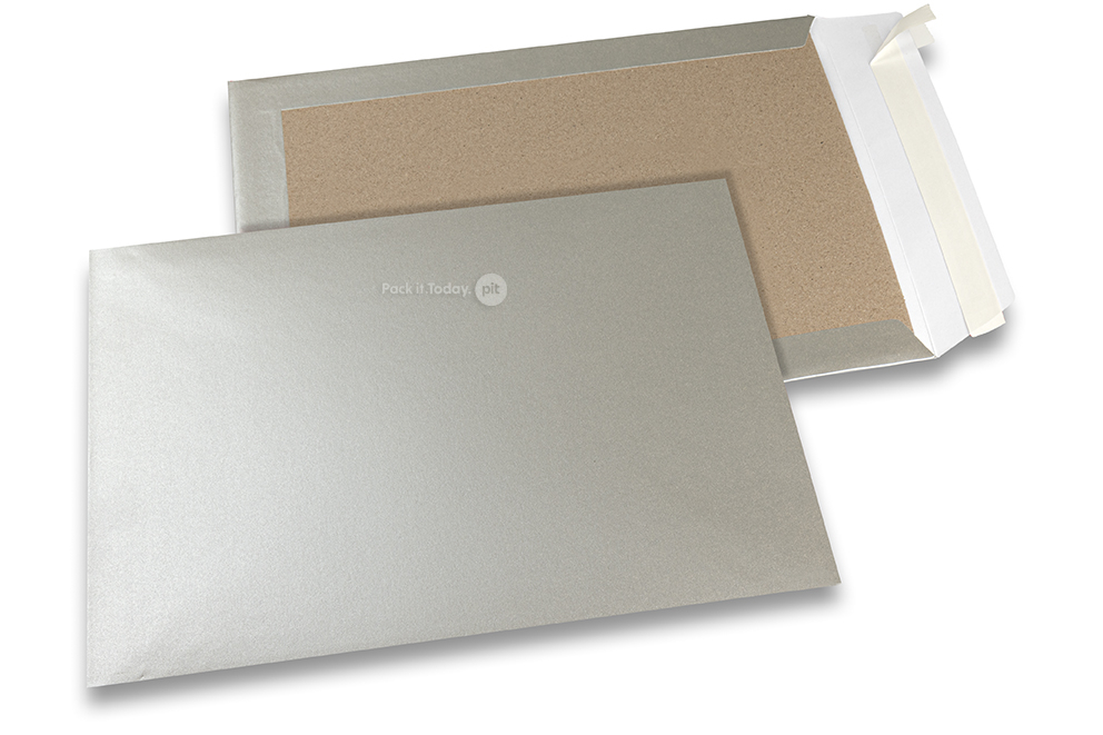 Papprückwandtaschen farbig - Silber, 229 x 324 mm