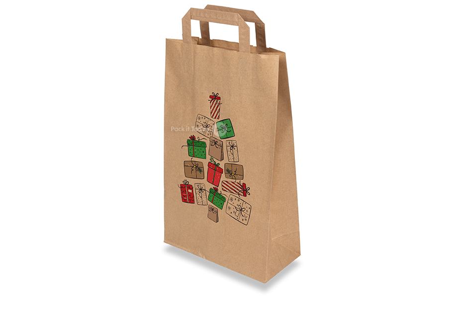Weihnachtstragetaschen aus Papier Braun – Geschenke